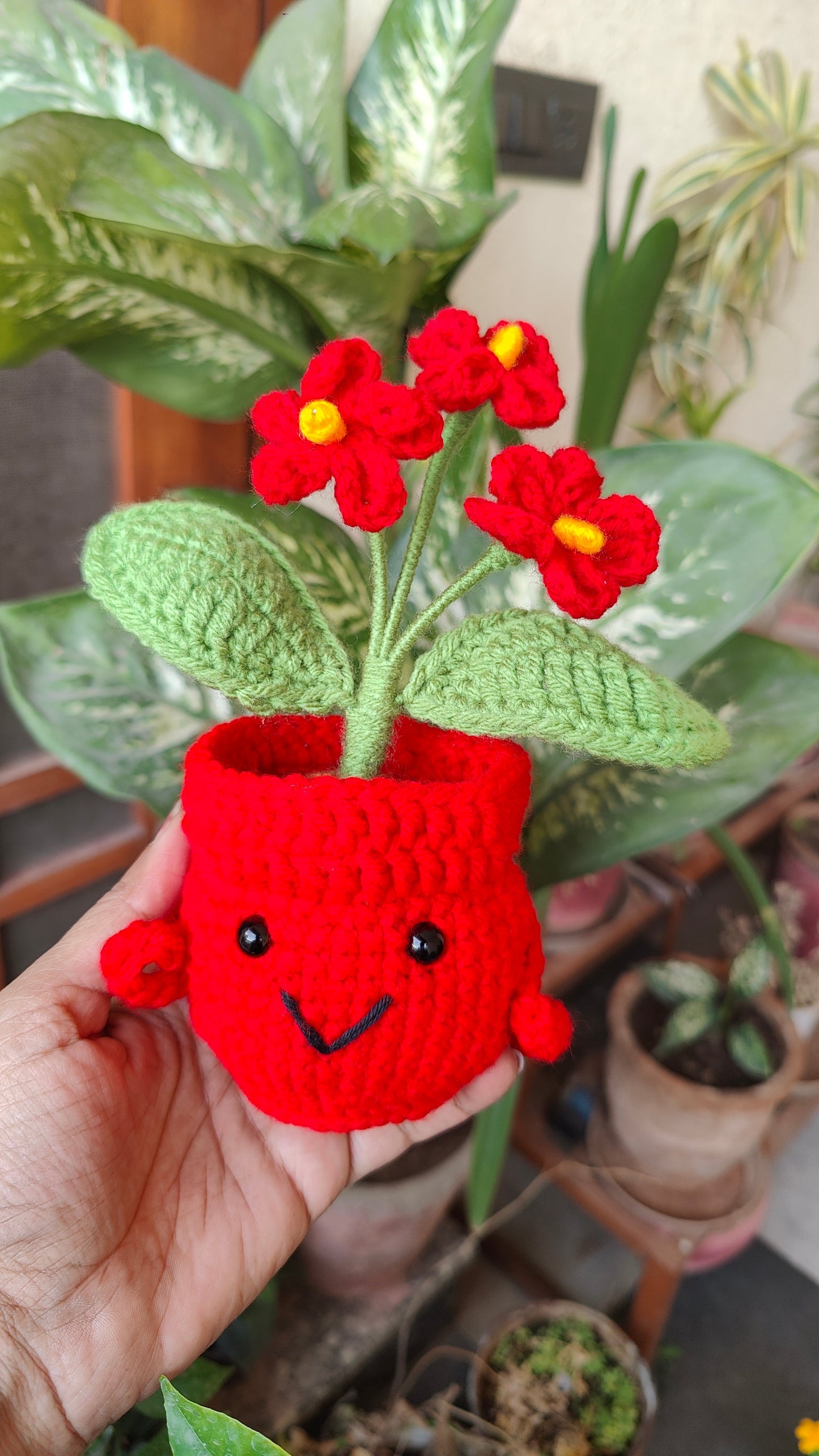 Crochet Flower Pot - Small Daisy Bunch