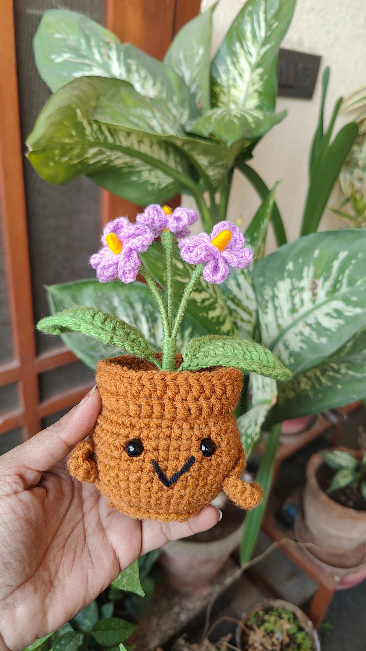 Crochet Flower Pot - Small Daisy Bunch