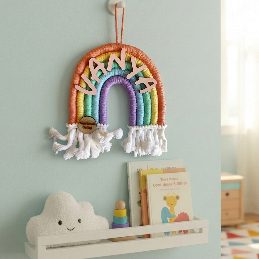 Macrame Nameboard - 5 Layer Mini Rainbow