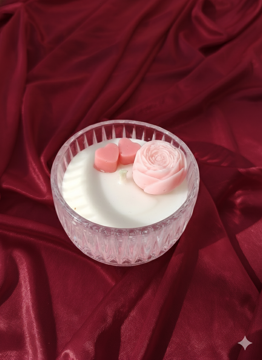 Light me when you want me Naked - Floral Heart Candle