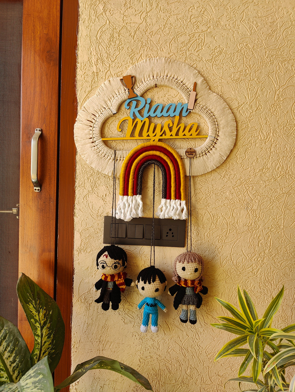 Handmade Macrame Kids Name Plate - Customizable Cloud Harry Potter theme