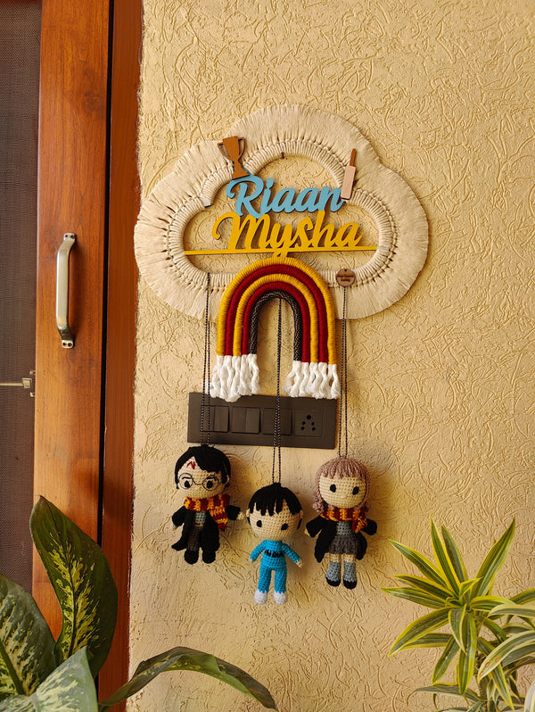 Handmade Macrame Kids Name Plate - Customizable Cloud Harry Potter theme